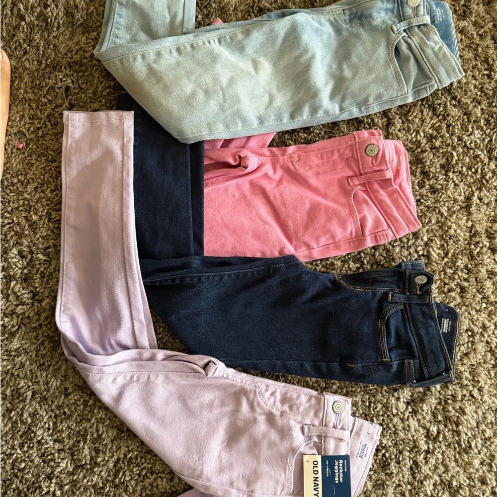 Old Navy Kids Jeans in Pink, Light Blue, Lavender, and Dark Blue